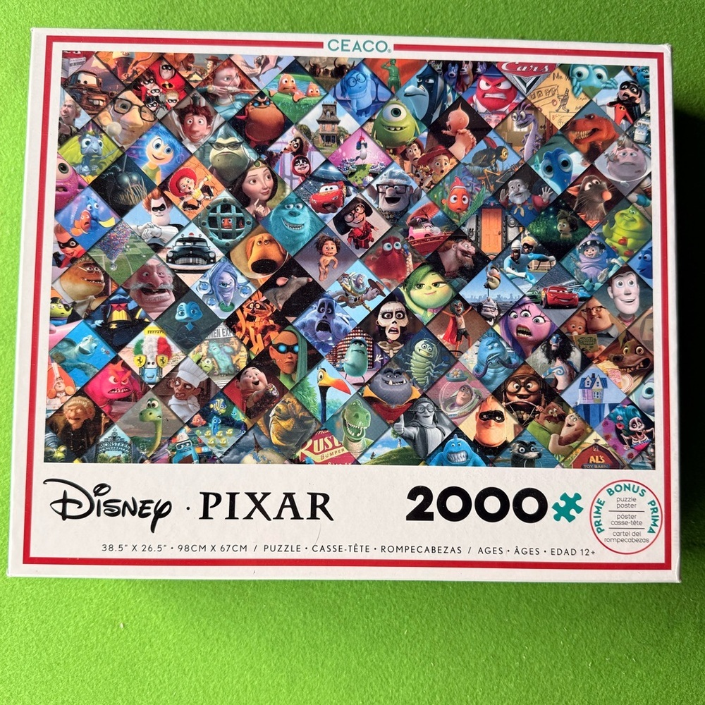 Disney Pixar 2000 Piece Jigsaw Puzzle CEACO 38.5” x 26.5” Characters Collage